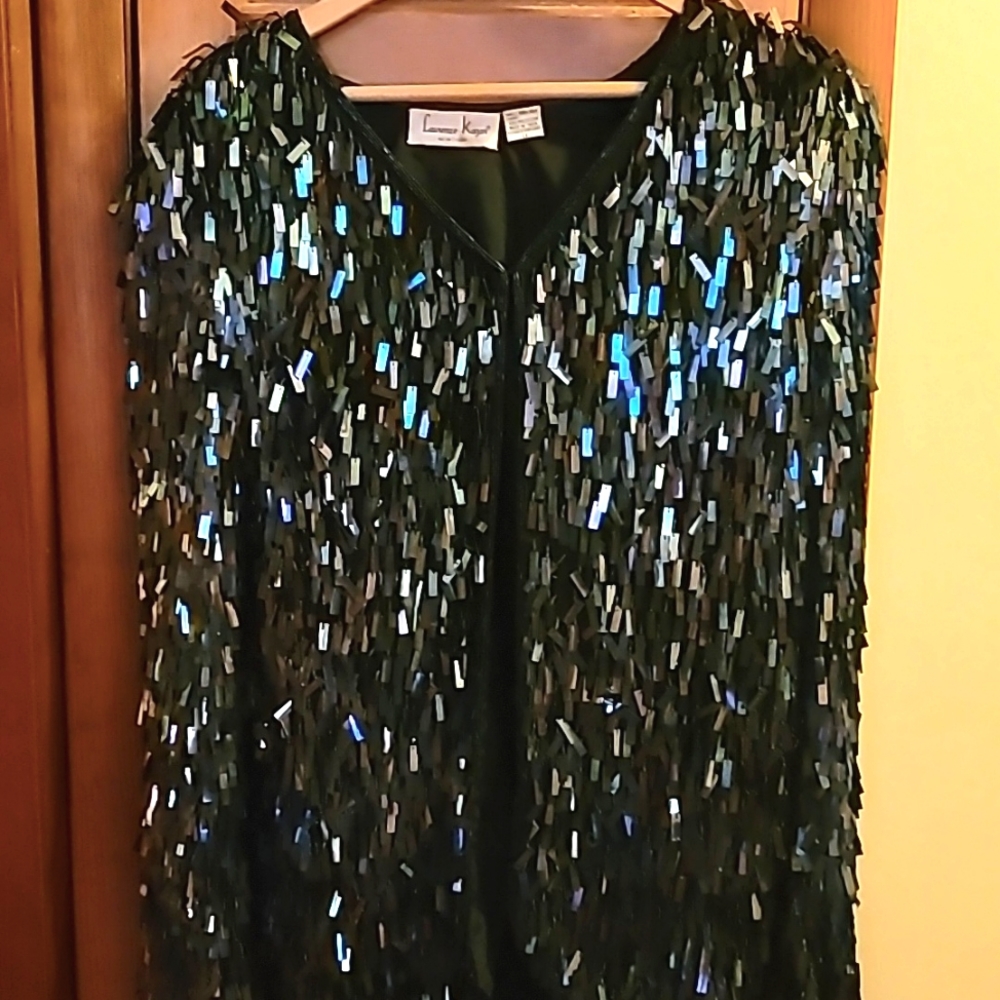 Lawrence Kazar Black Jacket with Blue Iridescent Sequins